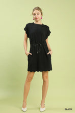 Load image into Gallery viewer, Umgee Black Linen Scalloped Dress
