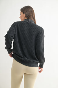 Mono B Black Washed Waffle Top