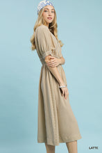 Load image into Gallery viewer, Umgee Latte Stripe Smocked Zip Dress
