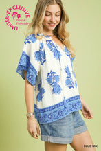 Load image into Gallery viewer, Umgee Blue Border Print Top
