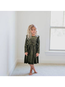 Moss Velvet Dress - Kids