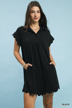 Load image into Gallery viewer, Umgee Black Linen Scalloped Dress
