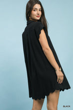 Load image into Gallery viewer, Umgee Black Linen Scalloped Dress
