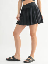 Load image into Gallery viewer, Black Pleated Crossover Skirt
