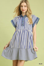 Load image into Gallery viewer, Umgee Denim Trim Blue Stripe Dress
