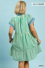 Load image into Gallery viewer, Umgee Green Denim Trim Dress - Plus
