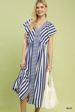 Load image into Gallery viewer, Umgee Blue Stripe Midi Dress

