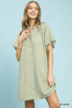 Load image into Gallery viewer, Umgee Olive Stripe Mini Dress
