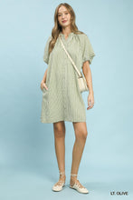 Load image into Gallery viewer, Umgee Olive Stripe Mini Dress
