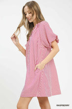 Load image into Gallery viewer, Umgee Raspberry Stripe Mini Dress
