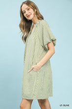 Load image into Gallery viewer, Umgee Olive Stripe Mini Dress
