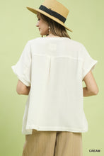 Load image into Gallery viewer, Umgee Cream Lace Trim Gauze Top
