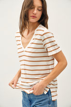 Load image into Gallery viewer, Toffee Linen Stripe Tee
