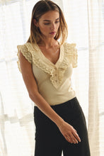 Load image into Gallery viewer, Black Eyelet Trim Fitted Top
