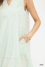 Load image into Gallery viewer, Umgee Sage Mixed Stripe Tank Dress
