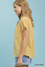 Load image into Gallery viewer, Umgee Yellow Embroidered Check Top
