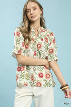 Load image into Gallery viewer, Umgee Red Floral Smocked Top
