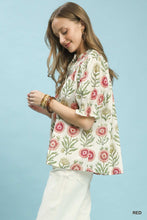Load image into Gallery viewer, Umgee Red Floral Smocked Top
