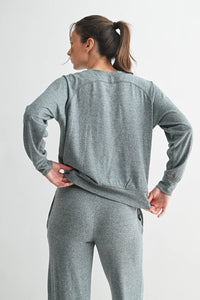 Mono B Heather Navy Brushed Hacci Top