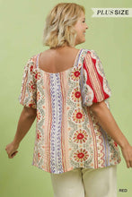 Load image into Gallery viewer, Umgee Red Patchwork Top - Plus
