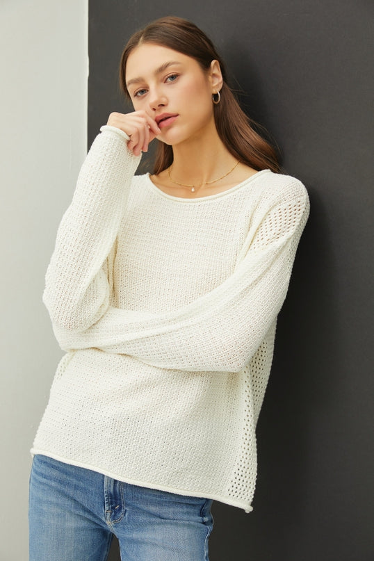 Ivory Waffle Sweater
