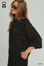 Load image into Gallery viewer, Black Scalloped Luxeknit Top
