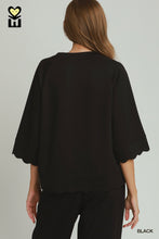 Load image into Gallery viewer, Black Scalloped Luxeknit Top
