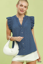 Load image into Gallery viewer, Umgee Blue Swiss Dot Top
