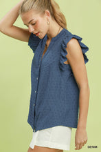 Load image into Gallery viewer, Umgee Blue Swiss Dot Top
