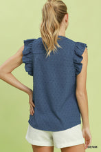 Load image into Gallery viewer, Umgee Blue Swiss Dot Top
