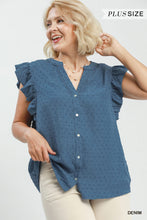 Load image into Gallery viewer, Umgee Swiss Dot Blue Top - Plus
