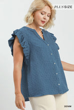 Load image into Gallery viewer, Umgee Swiss Dot Blue Top - Plus
