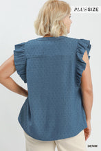 Load image into Gallery viewer, Umgee Swiss Dot Blue Top - Plus
