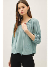 Load image into Gallery viewer, Be Cool Retro Blue Eyelet Detail Top
