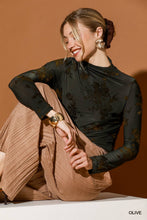 Load image into Gallery viewer, Olive Velvet Floral Top

