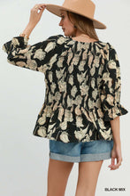 Load image into Gallery viewer, Black Floral Smocked Top
