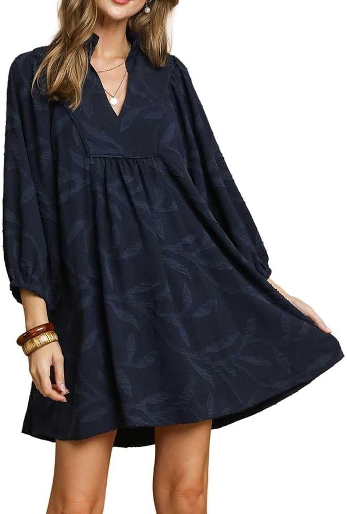 Navy Jacquard Dress - Plus
