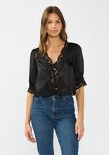 Load image into Gallery viewer, Black Satin Lace Top
