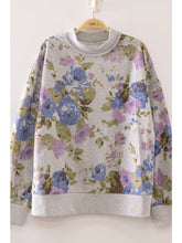 Load image into Gallery viewer, Grey + Violet Floral Sweatshirt
