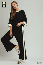 Load image into Gallery viewer, Black + White Trim Luxe Knit Pants

