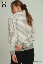 Load image into Gallery viewer, Cream + Black Polka Dot Zip Pullover
