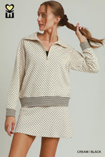 Load image into Gallery viewer, Cream + Black Polka Dot Zip Pullover
