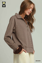 Load image into Gallery viewer, Brown Gingham Zip Pullover
