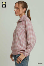 Load image into Gallery viewer, Mauve Gingham Zip Pullover
