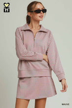 Load image into Gallery viewer, Mauve Gingham Zip Pullover
