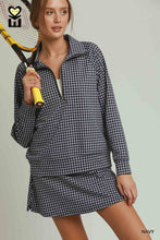 Load image into Gallery viewer, Navy Gingham Zip Pullover
