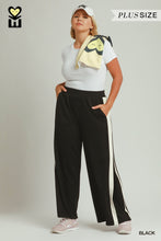 Load image into Gallery viewer, Black + White Trim Luxe Knit Pants - Plus
