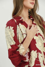 Load image into Gallery viewer, Burgundy Floral 3/4 Sleeve Top
