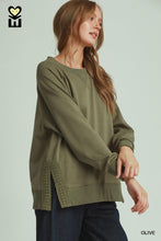 Load image into Gallery viewer, Umgee Olive Crochet Slit Pullover
