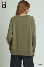 Load image into Gallery viewer, Umgee Olive Crochet Slit Pullover

